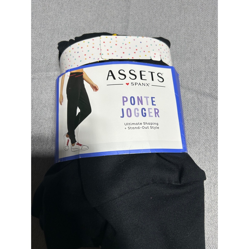 ASSETS by SPANX Ponte Jogger Women Size L Black Shaping Tummy Control Knit Pants